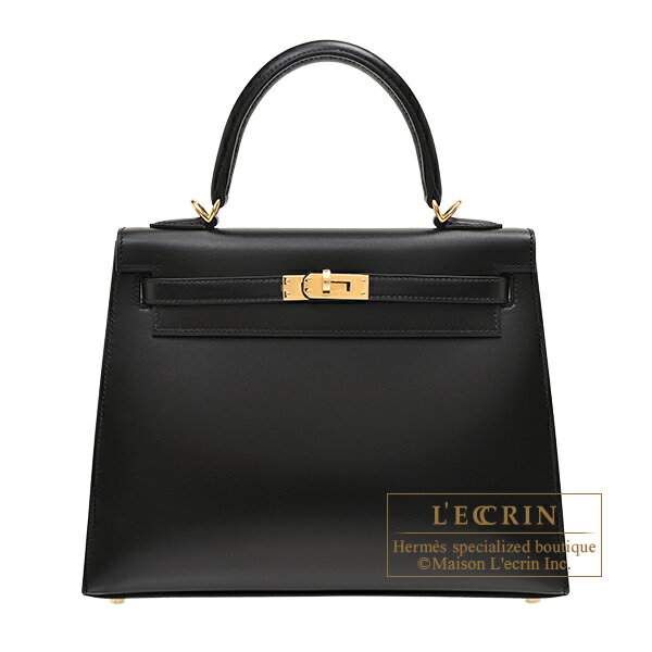 エルメス　ケリー25/外縫い　ブラック　ボックスカーフ　ゴールド金具　HERMES　Kelly bag 25　Sellier　Black　Box calf leather　Gold hardware