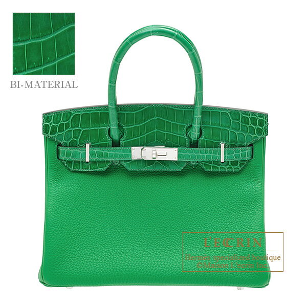 エルメス　バーキンタッチ30　バンブー　トゴ/クロコダイル　ニロティカス　シルバー金具　HERMES　Birkin Touch bag 30　Bambou　Togo leather/Niloticus crocodile skin　Silver hardware