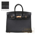 エルメス　バーキンタッチ25　ブラック　トゴ/クロコダイル アリゲーターマット　ローズゴールド金具　HERMES　Birkin Touch bag 25　Black　Togo leather/Matt alligator crocodile skin　Rose gold hardware