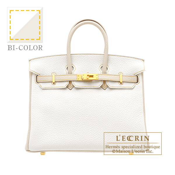 エルメス　パーソナルバーキン25　ホワイト/クレ　トリヨンクレマンス　マットゴールド金具　HERMES　Personal Birkin bag 25　White/Craie　Clemence leather　Matt gold hardware