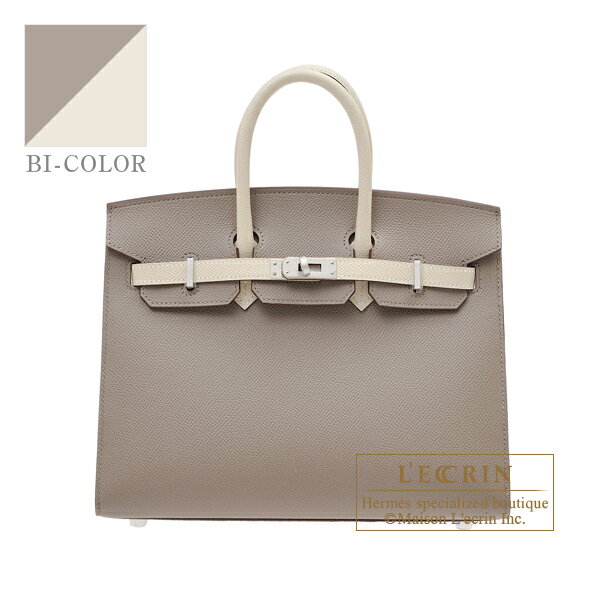 エルメス　パーソナルバーキンセリエ25　グリアスファルト/クレ　ヴォーエプソン　マットシルバー金具　HERMES　Personal Birkin Sellier bag 25　Gris asphalt/Craie　Epsom leather　Matt silver hardware