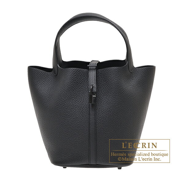 エルメス　ピコタンロックモノクローム22/MM　ソーブラック　ブラック　トリヨンクレマンス　ブラック金具　HERMES　Picotin Lock Monochrome bag 22/MM　So-black　Black　Clemence leather　Black hardwareのサムネイル