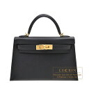 ケリー エルメス　ケリーミニ/外縫い　ブラック　ヴォーエプソン　ゴールド金具　HERMES　Kelly bag mini　Sellier　Black　Epsom leather　Gold hardware