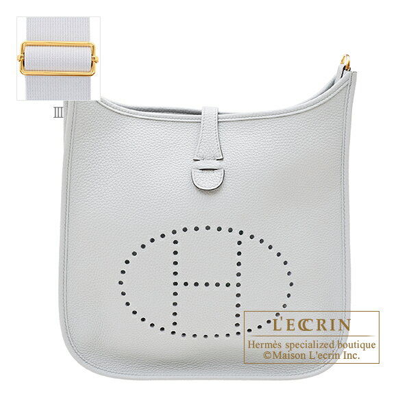 エブリン エルメス　エヴリントロワPM　ブルーペール　トリヨンクレマンス　ゴールド金具　HERMES　Evelyne 3 bag PM　Blue pale　Clemence leather　Gold hardware