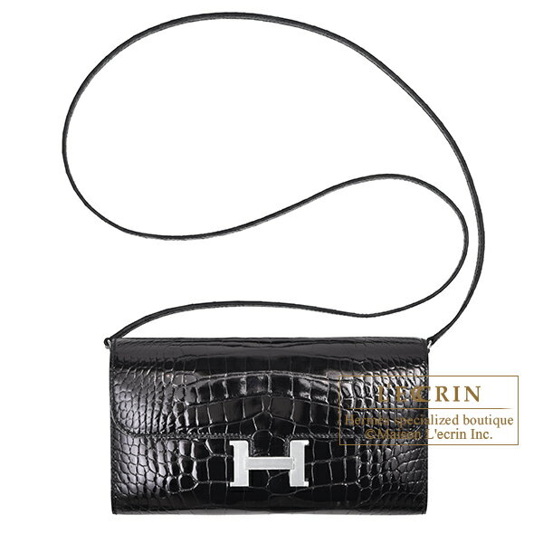 エルメス　コンスタンスロング　トゥーゴー　ブラック　クロコダイル　アリゲーター　シルバー金具　HERMES　Constance Long To Go　Black　Alligator　crocodile skin　Silver hardware