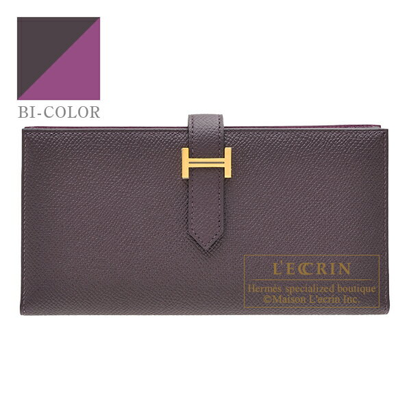 エルメス　ベアンスフレヴェルソ　レザン/アネモネ　ヴォーエプソン　ゴールド金具　HERMES　Bearn Soufflet Verso　Raisin/Anemone　Epsom leather　Gold hardware