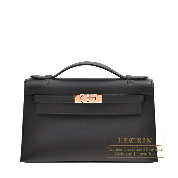 エルメス　ポシェットケリー　ブラック　スイフト　ローズゴールド金具　HERMES　Kelly pochette　Black　Swift leather　Rose gold hardware