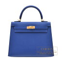 エルメス　ケリー25/外縫い　ブルーロワイヤル　ヴォーエプソン　ゴールド金具　HERMES　Kelly bag 25　Sellier　Blue royal　Epsom leather　Gold hardware