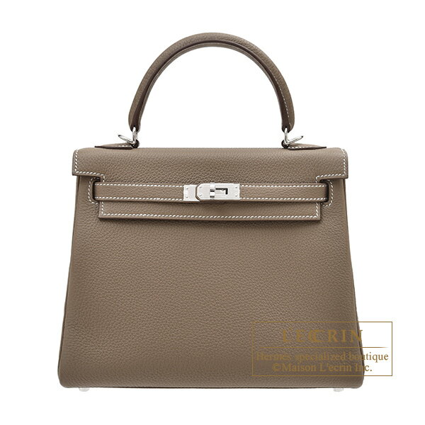 ケリー エルメス　ケリー25/内縫い　エトゥープ　トゴ　シルバー金具　HERMES　Kelly bag 25　Retourne　Etoupe grey　Togo leather　Silver hardware