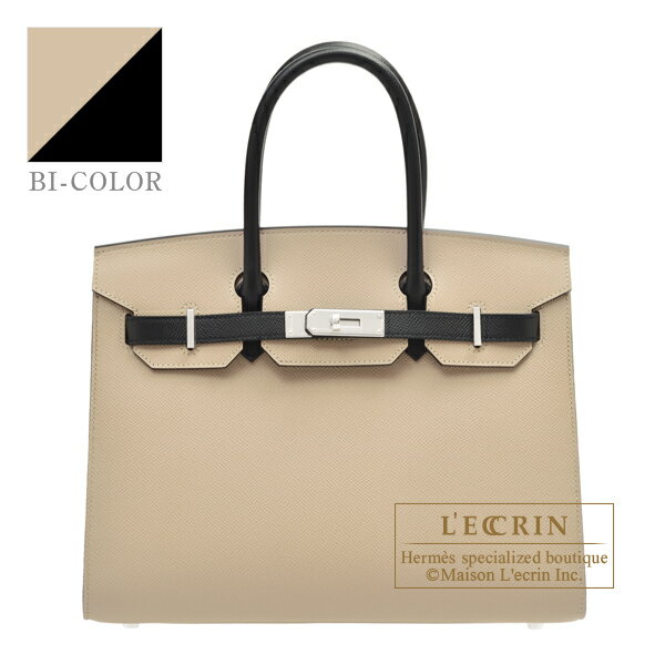 エルメス　パーソナルバーキンセリエ30　トレンチ/ブラック　ヴォーエプソン　シルバー金具　HERMES　Personal Birkin Sellier bag 30　Trench/Black　Epsom leather　Silver hardware