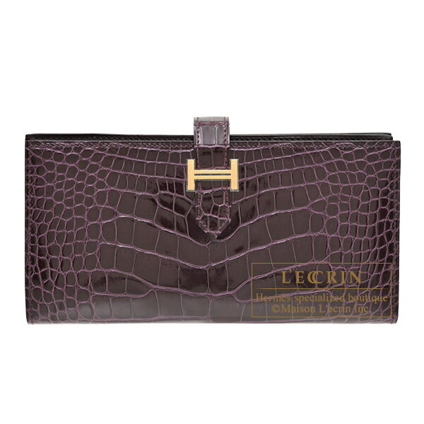 エルメス　ベアンスフレ　カシス　クロコダイル　アリゲーター　ゴールド金具　HERMES　Bearn Soufflet　Cassis　Alligator　crocodile skin　Gold hardware