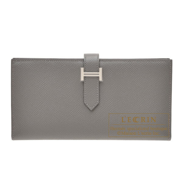 エルメス 長財布 レディース エルメス　ベアンスフレ　グリメイヤー　ヴォーエプソン　シルバー金具　HERMES　Bearn Soufflet　Gris meyer　Epsom leather　Silver hardware