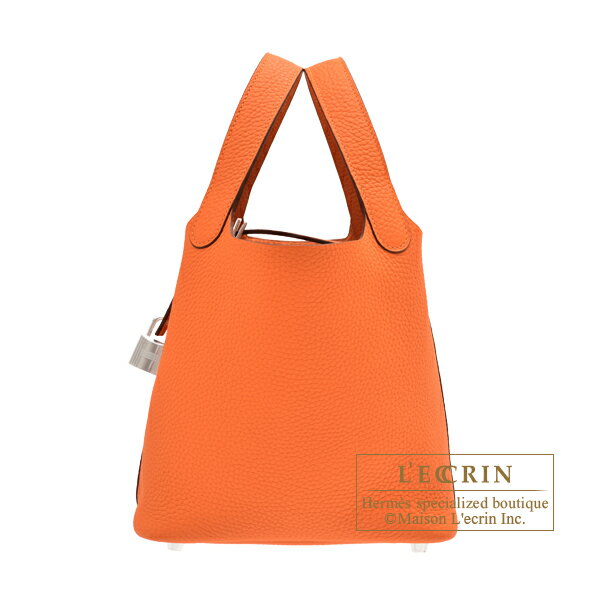 オレンジ エルメス　ピコタンロック18/PM　オレンジ　トリヨンクレマンス　シルバー金具　HERMES　Picotin Lock bag 18/PM　Orange　Clemence leather　Silver hardware