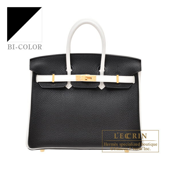 エルメス　パーソナルバーキン25　ブラック/ホワイト　トリヨンクレマンス　マットゴールド金具　HERMES　Personal Birkin bag 25　Black/White　Clemence leather　Matt gold hardware