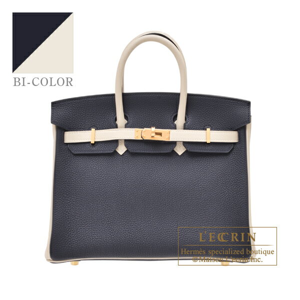 エルメス　パーソナルバーキン25　ブルーニュイ/クレ　トゴ　ゴールド金具　HERMES　Personal Birkin bag 25　Blue nuit/Craie　Togo leather　Gold hardware