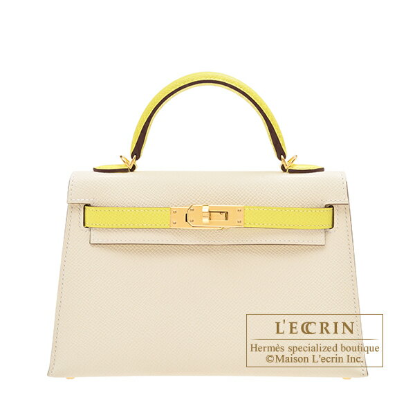 エルメス　パーソナルケリーミニ/外縫い　ナタ/ライム　ヴォーエプソン　ゴールド金具　HERMES　Personal Kelly bag mini　Sellier　Nata/Lime　Epsom leather　Gold hardware