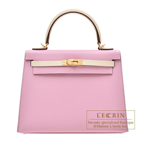 エルメス　パーソナルケリー25/外縫い　モーヴシルベストル/クレ　ヴォーエプソン　ゴールド金具　HERMES　Personal Kelly bag 25　Sellier　Mauve sylvestre/Craie　Epsom leather　Gold hardware