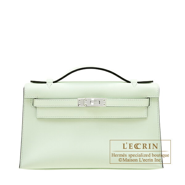 ケリー エルメス　ポシェットケリー　ヴェールフィズ　スイフト　シルバー金具　HERMES　Kelly pochette　Vert fizz　Swift leather　Silver hardware