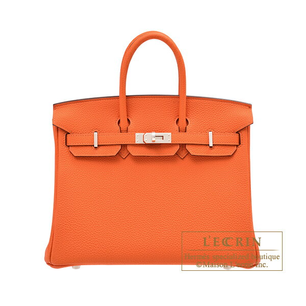 オレンジ エルメス　バーキン25　オレンジミニアン　トゴ　シルバー金具　HERMES　Birkin bag 25　Orange minium　Togo leather　Silver hardware