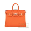 エルメス バーキン バッグ（レディース） エルメス　バーキン25　オレンジミニアン　トゴ　シルバー金具　HERMES　Birkin bag 25　Orange minium　Togo leather　Silver hardware