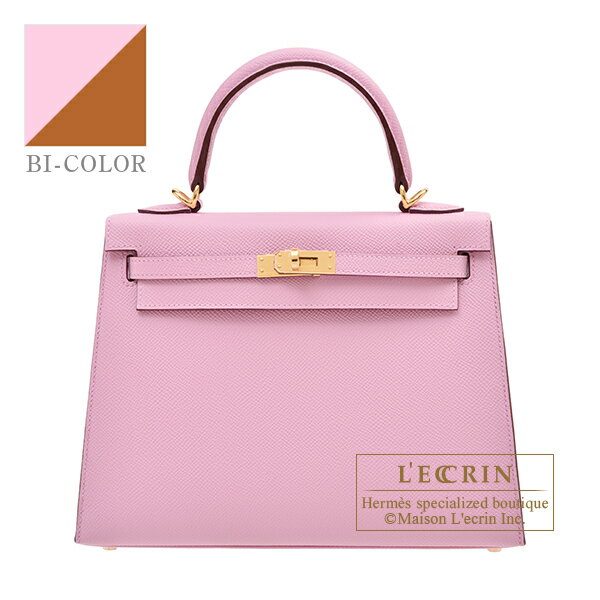 エルメス　パーソナルケリー25/外縫い　モーヴシルベストル/トフィ　ヴォーエプソン　ゴールド金具　HERMES　Personal Kelly bag 25　Sellier　Mauve sylvestre/Toffee　Epsom leather　Gold hardware