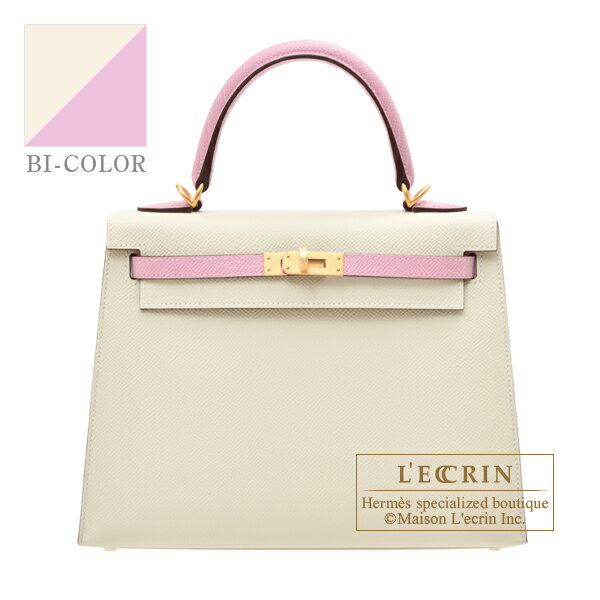 エルメス　パーソナルケリー25/外縫い　クレ/モーヴシルベストル　ヴォーエプソン　マットゴールド金具　HERMES　Personal Kelly bag 25　Sellier　Craie/Mauve sylvestre　Epsom leather　Matt gold hardware