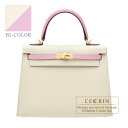 ケリー エルメス　パーソナルケリー25/外縫い　クレ/モーヴシルベストル　ヴォーエプソン　マットゴールド金具　HERMES　Personal Kelly bag 25　Sellier　Craie/Mauve sylvestre　Epsom leather　Matt gold hardware