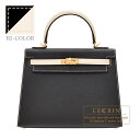 エルメス　パーソナルケリー25/外縫い　ブラック/ナタ　ヴォーエプソン　ゴールド金具　ピンクステッチ　HERMES　Personal Kelly bag 25　Sellier　Black/Nata　Epsom leather　gold hardware　Pink stitch