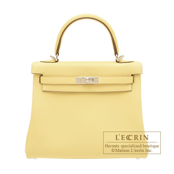 ケリー エルメス　ケリー25/内縫い　ジョーヌプッサン　トゴ　シルバー金具　HERMES　Kelly bag 25　Retourne　Jaune poussin　Togo leather　Silver hardware