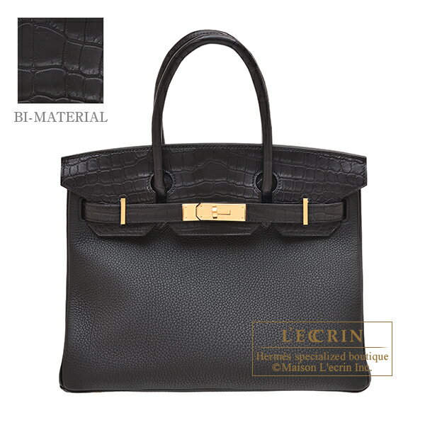 エルメス　バーキンタッチ30　ブラック　トゴ/クロコダイル ニロティカスマット　ゴールド金具HERMES　Birkin Touch bag 30　Black　Togo leather/Matt niloticus crocodile skin　Gold hardware