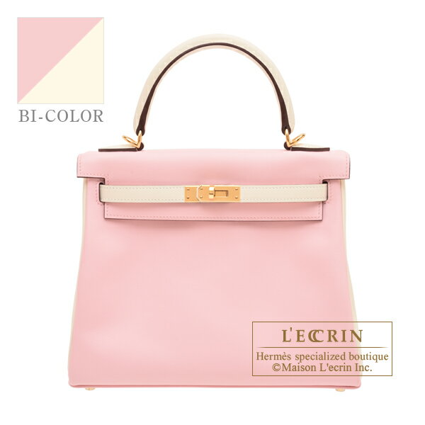 ケリー エルメス　パーソナルケリー25/内縫い　ローズサクラ/ナタ　スイフト　ゴールド金具　HERMES　Personal Kelly bag 25　Retourne　Rose sakura/Nata　Swift leather　Gold hardware