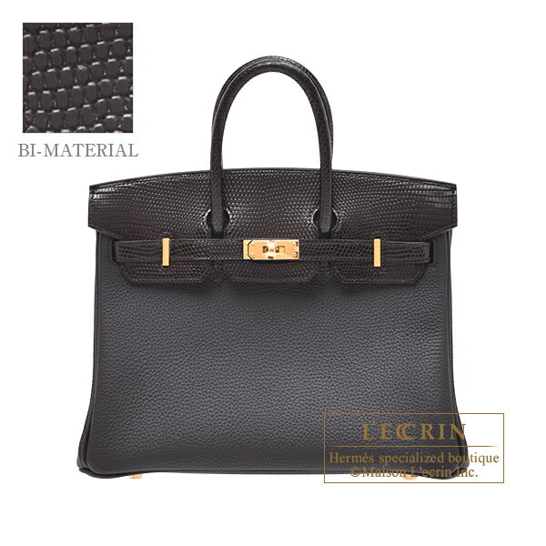 エルメス　バーキンタッチ25　ブラック　トゴ/リザード　ゴールド金具　HERMES　Birkin Touch bag 25　Black　Togo leather/Lizard skin　Gold hardwareのサムネイル