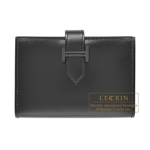 エルメス　ベアンカードケースモノクローム　ソーブラック　ブラック　ボックスカーフ　ブラック金具　HERMES　Bearn card case Monochrome　So-black　Black　Box calf leather　Black hardware