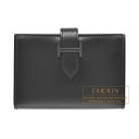 エルメス ベアンカードケースモノクローム ソーブラック ブラック ボックスカーフ ブラック金具 HERMES Bearn card case Monochrom...