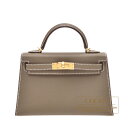 エルメス　ケリーミニ/外縫い　エトゥープ　ヴォーエプソン　ゴールド金具　HERMES　Kelly bag mini　Sellier　Etoupe grey　Epsom leather　Gold hardware