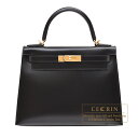 エルメス　ケリー28/外縫い　ブラック　ボックスカーフ　ゴールド金具　HERMES　Kelly bag 28　Sellier　Black　Box calf leather　Gold hardware