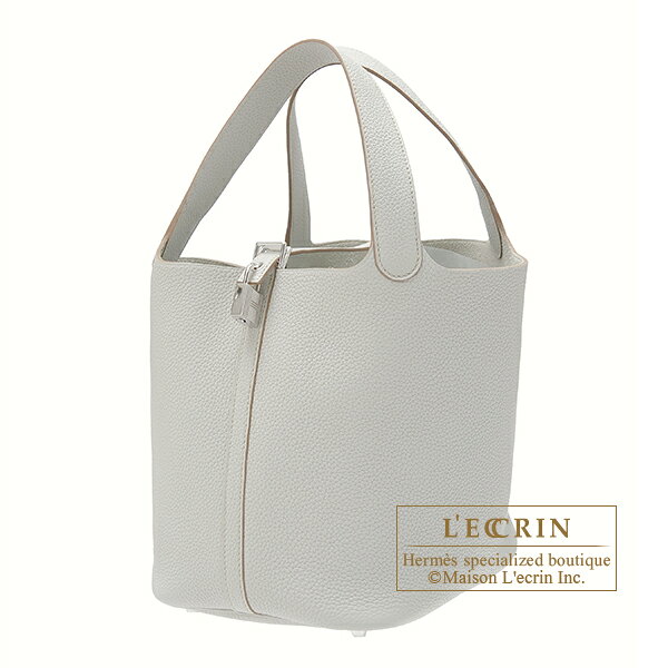 エルメス　ピコタンロック22/MM　パールグレー　トリヨンクレマンス　シルバー金具　HERMES　Picotin Lock bag 22/MM　Pearl grey　Clemence leather　Silver hardware