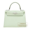 ケリー エルメス　ケリー28/外縫い　ヴェールフィズ　ヴォーエプソン　シルバー金具　HERMES　Kelly bag 28　Sellier　Vert fizz　Epsom leather　Silver hardware