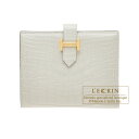 エルメス　ベアンコンパクト　グリネヴェ　クロコダイル　アリゲーターマット　ゴールド金具　HERMES　Bearn compact wallet　Gris neve　Matt alligator　crocodile skin　Gold hardware