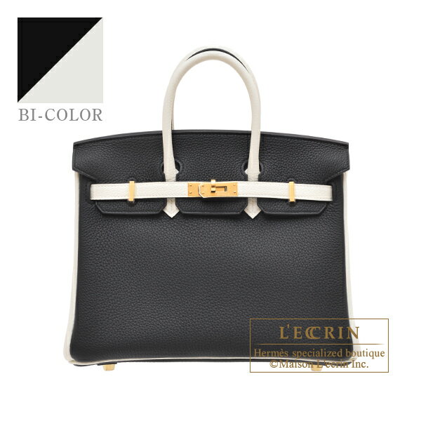 エルメス　パーソナルバーキン25　ブラック/マッシュルーム　トゴ　ゴールド金具　HERMES　Personal Birkin bag 25　Black/Mushroom　Togo leather　Gold hardware