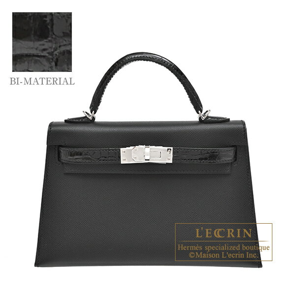 エルメス　ケリーミニタッチ/外縫い　ブラック　マダム/クロコダイル　アリゲーター　シルバー金具　HERMES　Kelly bag mini Touch　Sellier　Black　Madame leather/Alligator crocodile skin　Silver hardware