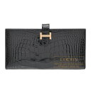 エルメス ベアンスフレ ブラック クロコダイル アリゲーター ローズゴールド金具 HERMES Bearn Soufflet Black Alligator c...