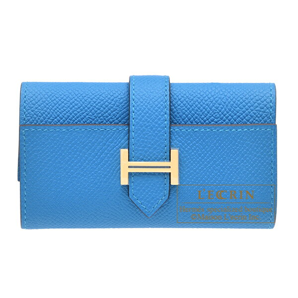 エルメス ベアンキーケース/4連 ブルーザンジバル ヴォーエプソン ゴールド金具 HERMES Bearn key case/4 key holder Blue...