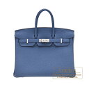 エルメス バーキン25 ブルータイ トゴ シルバー金具 HERMES Birkin bag 25 Blue tie Togo leather Silver ha...