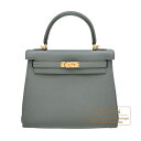 エルメス ケリー25/内縫い ヴェールアマンド トゴ ゴールド金具 HERMES Kelly bag 25 Retourne Vert amande Togo ...