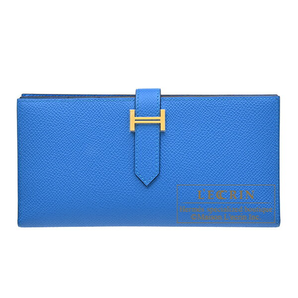 エルメス　ベアンスフレ　ブルーイドラ　ヴォーエプソン　ゴールド金具　HERMES　Bearn Soufflet　Blue..