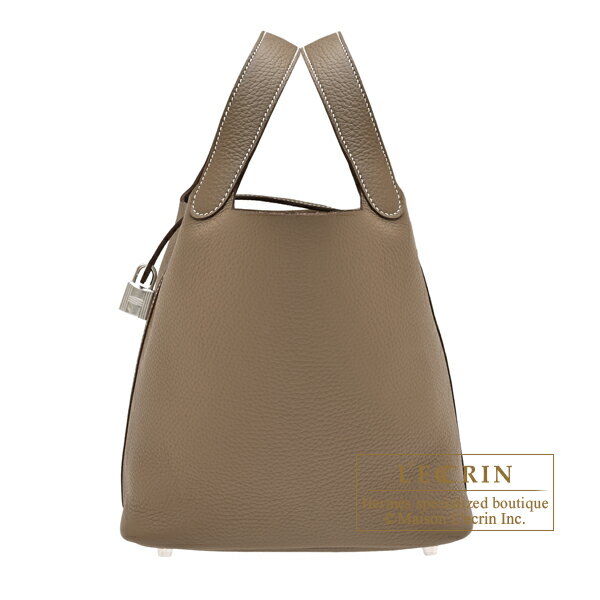 エルメス　ピコタンロック22/MM　エトゥープ　トリヨンクレマンス　シルバー金具　HERMES　Picotin Lock bag 22/MM　Etoupe grey　Clemence leather　Silver hardware