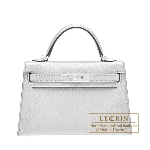 エルメス　ケリーミニ/外縫い　アルジャン　シェブルシャムキラ　シルバー金具　HERMES　Kelly bag mini　Sellier　Argent　Chevre chamkila goatskin　Silver hardware