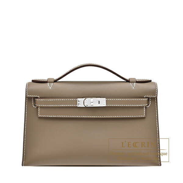 Rakuten - エルメス　ポシェットケリー　エトゥープ　スイフト　シルバー金具　HERMES　Kelly pochette　Etoupe grey　Swift leather　Silver hardware