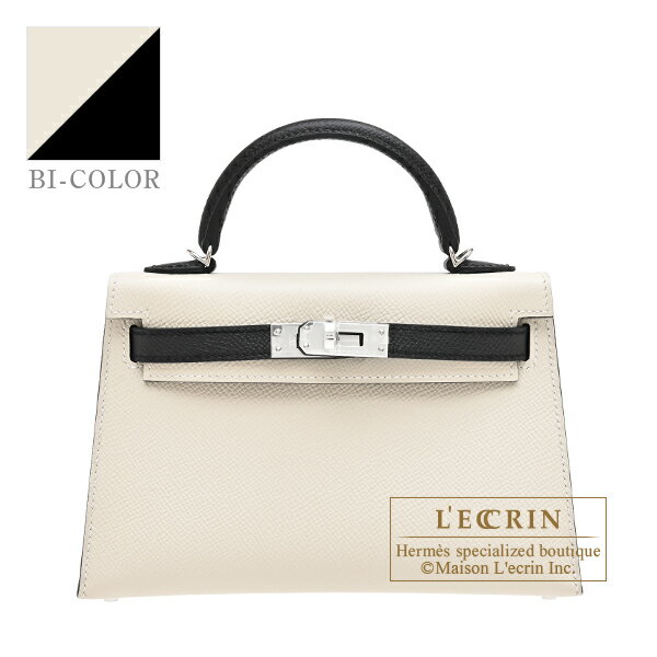 乐天商城 - エルメス　パーソナルケリーミニ/外縫い　クレ/ブラック　ヴォーエプソン　シルバー金具　HERMES　Personal Kelly bag mini　Sellier　Craie/Black　Epsom leather　Silver hardware
